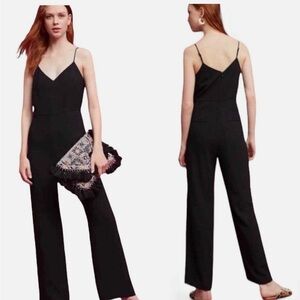 Anthropology Maeve, Magdalena black spaghetti strap Piping jumpsuit
